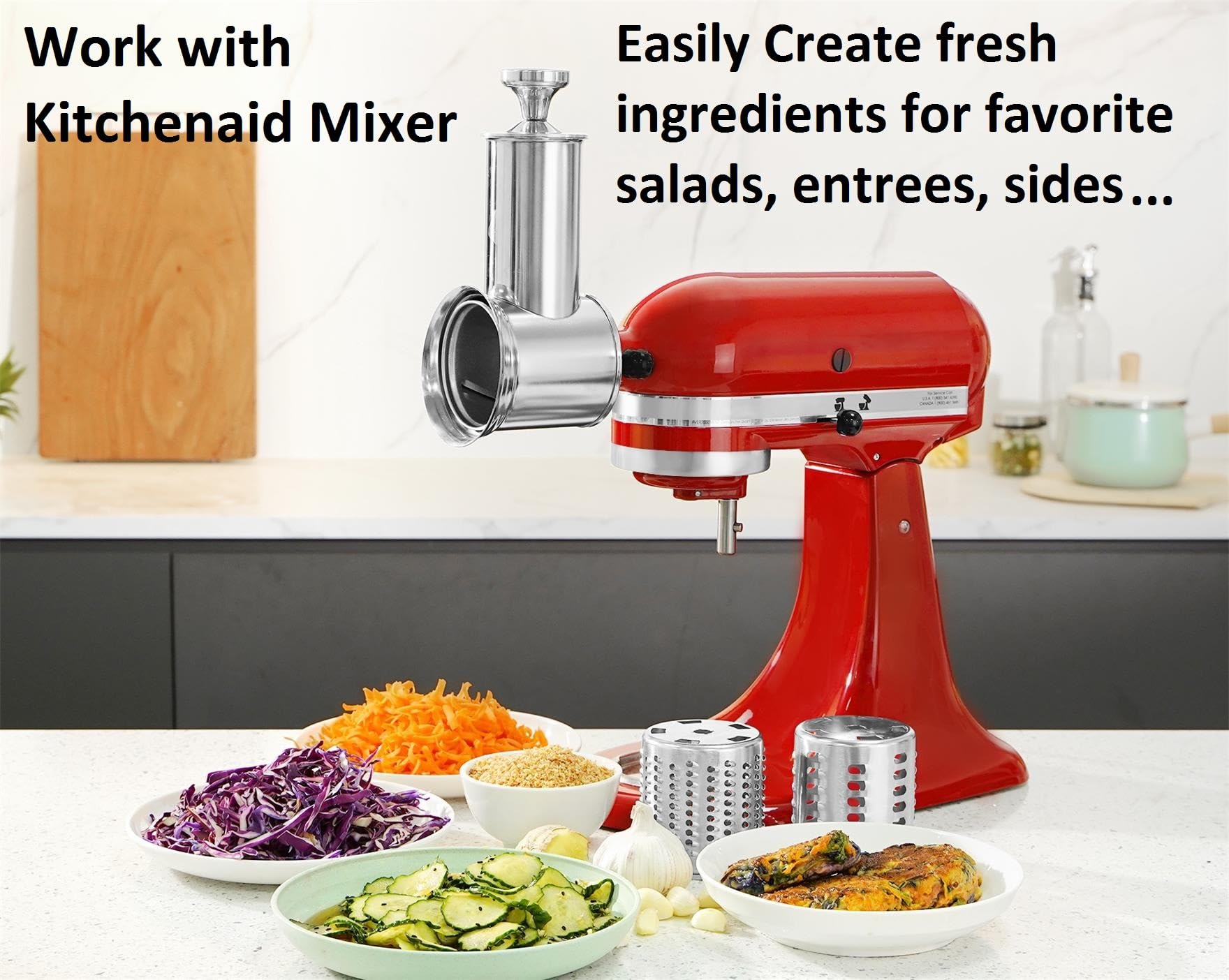 FavorKit three-blade set supports slicing, coarse and fine shredding options