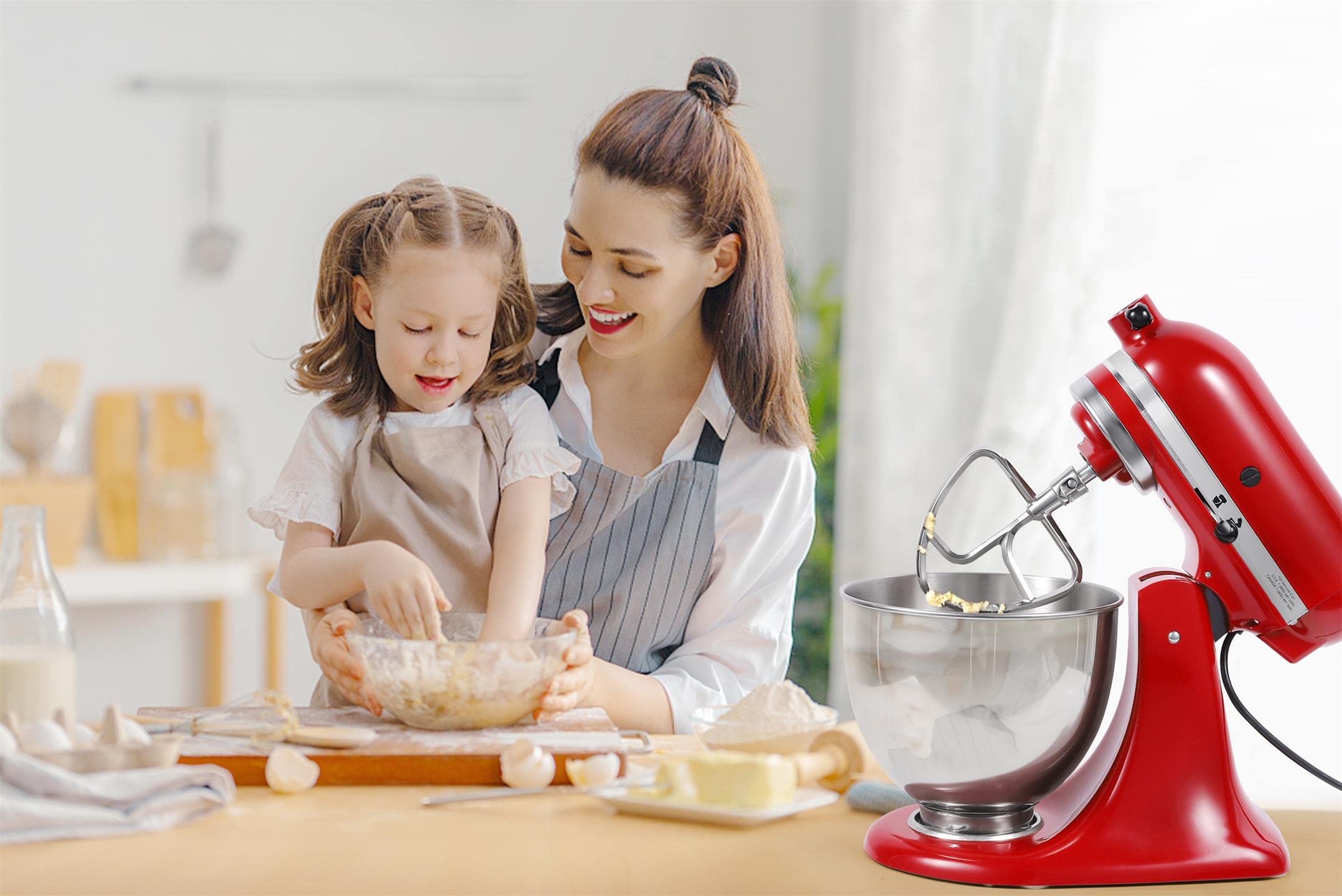 FavorKit compatible beater shown beside KitchenAid model list for reference.