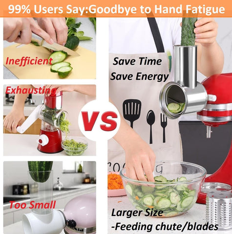 FavorKit large feeding chute accommodates whole vegetables for saving prep time.