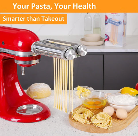 Strong metal construction provides durable pasta rolling