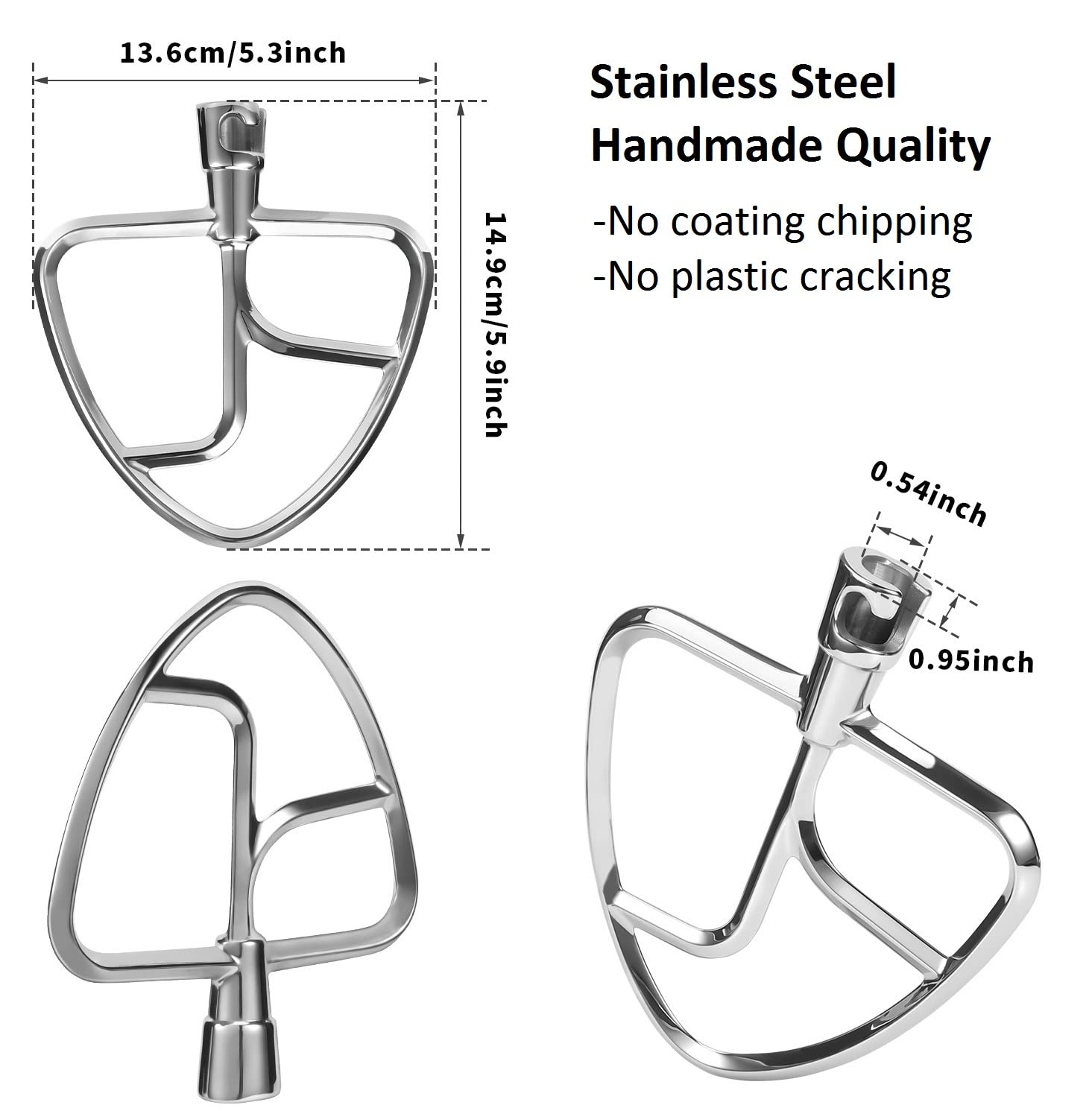 FavorKit stainless flat beater on a 4.5-qt mixer for heavy doughs.
