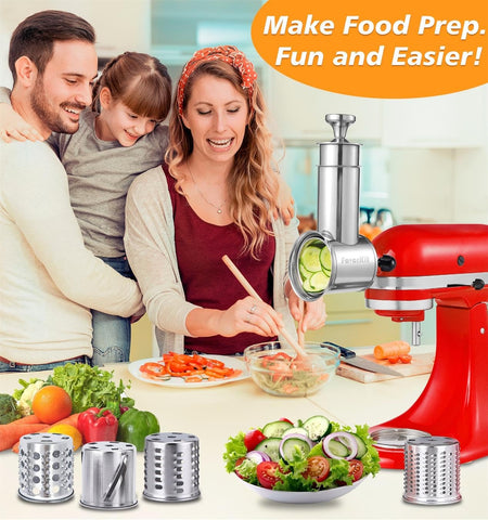 FavorKit interchangeable blades offer slicing, shredding, and grating versatility