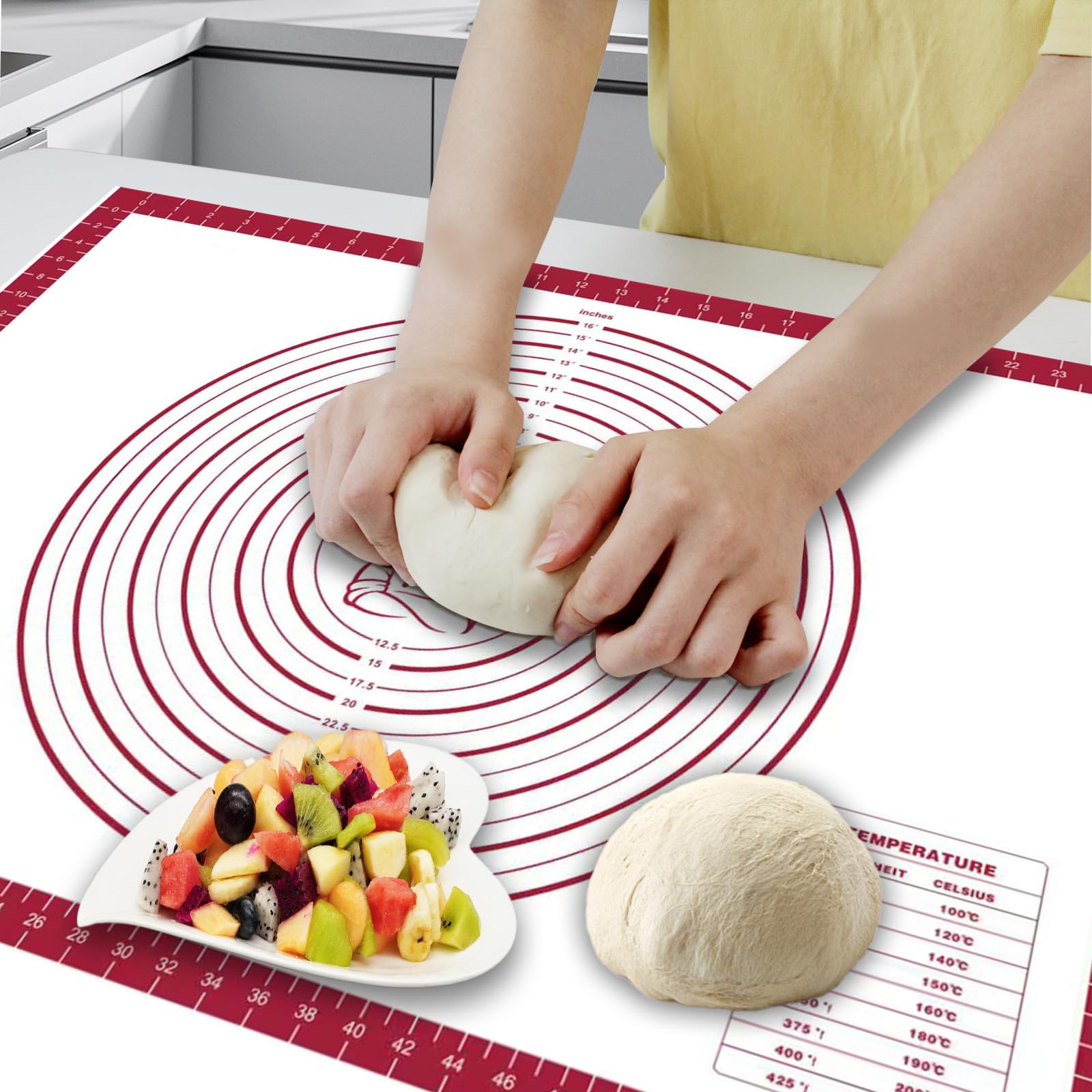 FAVXD silicone pastry mat non-stick surface eases rolling and cleanup