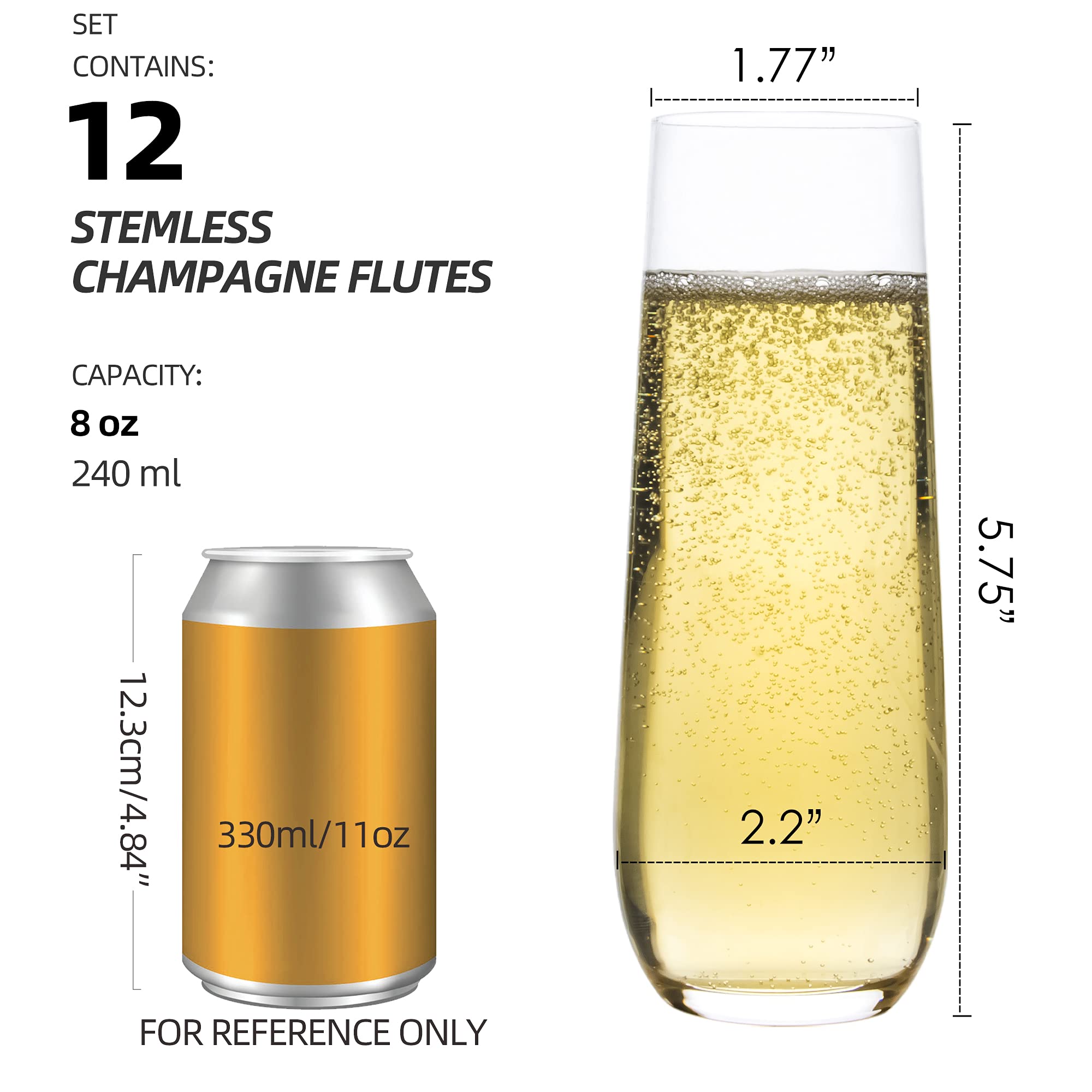 FAWLES 8oz crystal champagne glasses highlight clarity for celebrations.