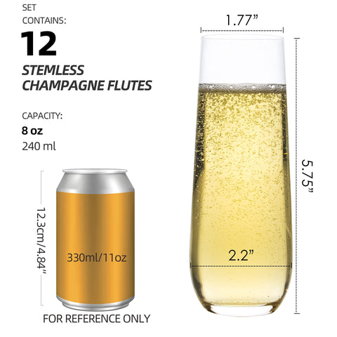 FAWLES 8oz crystal champagne glasses highlight clarity for celebrations.