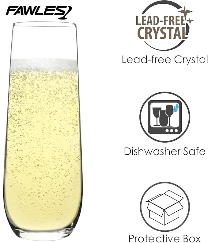 FAWLES stemless design reduces tipping risk during lively celebrations.