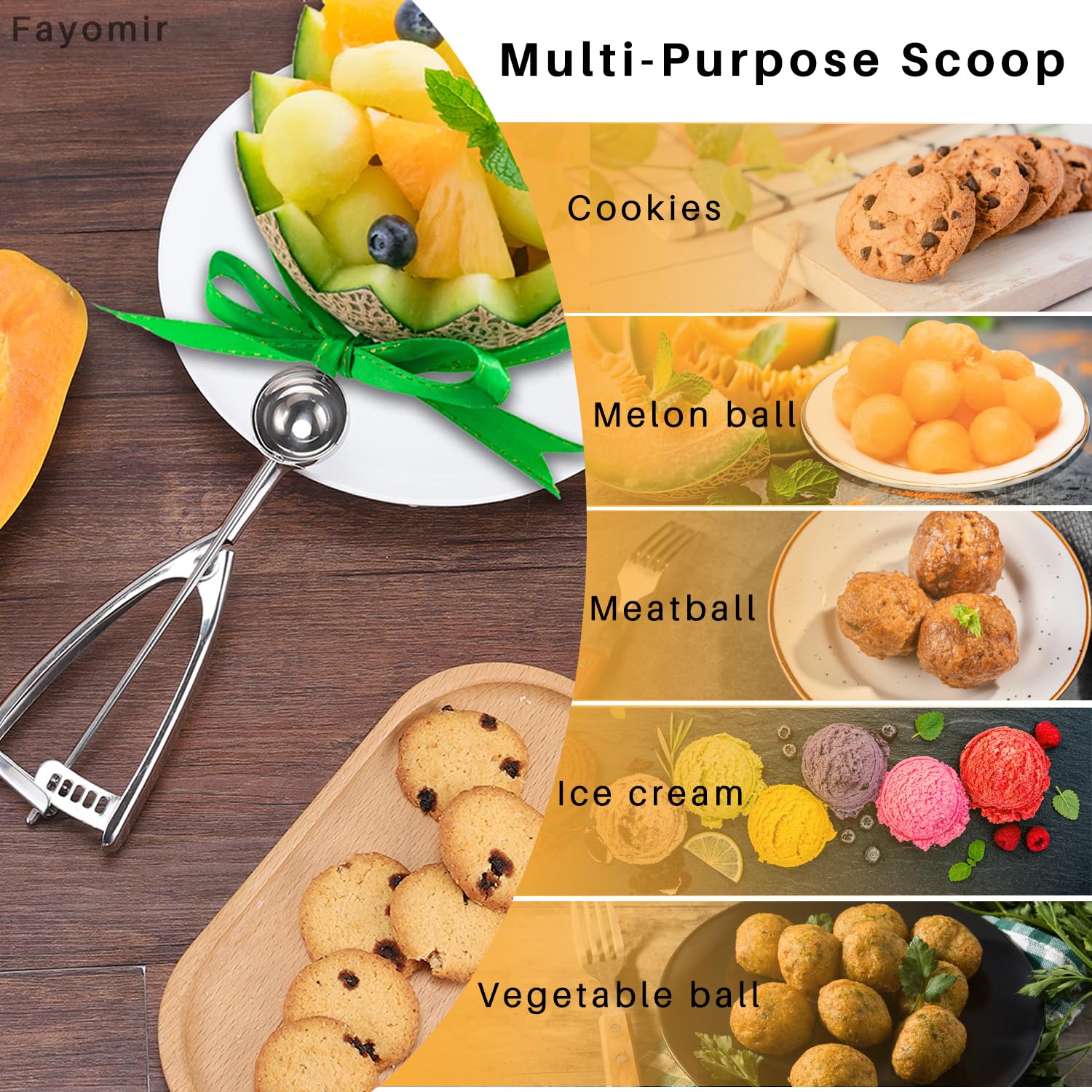 Fayomir dishwasher-safe scoop, easy to clean after use.