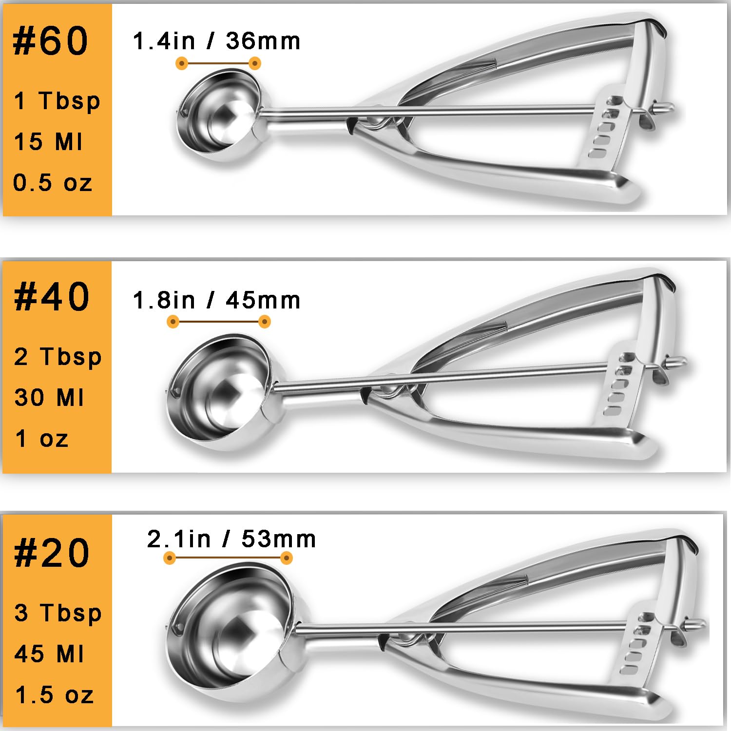 Fayomir medium 2 Tbsp cookie scoop, ideal for muffins and cookies.