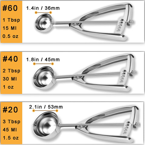 Fayomir medium 2 Tbsp cookie scoop, ideal for muffins and cookies.