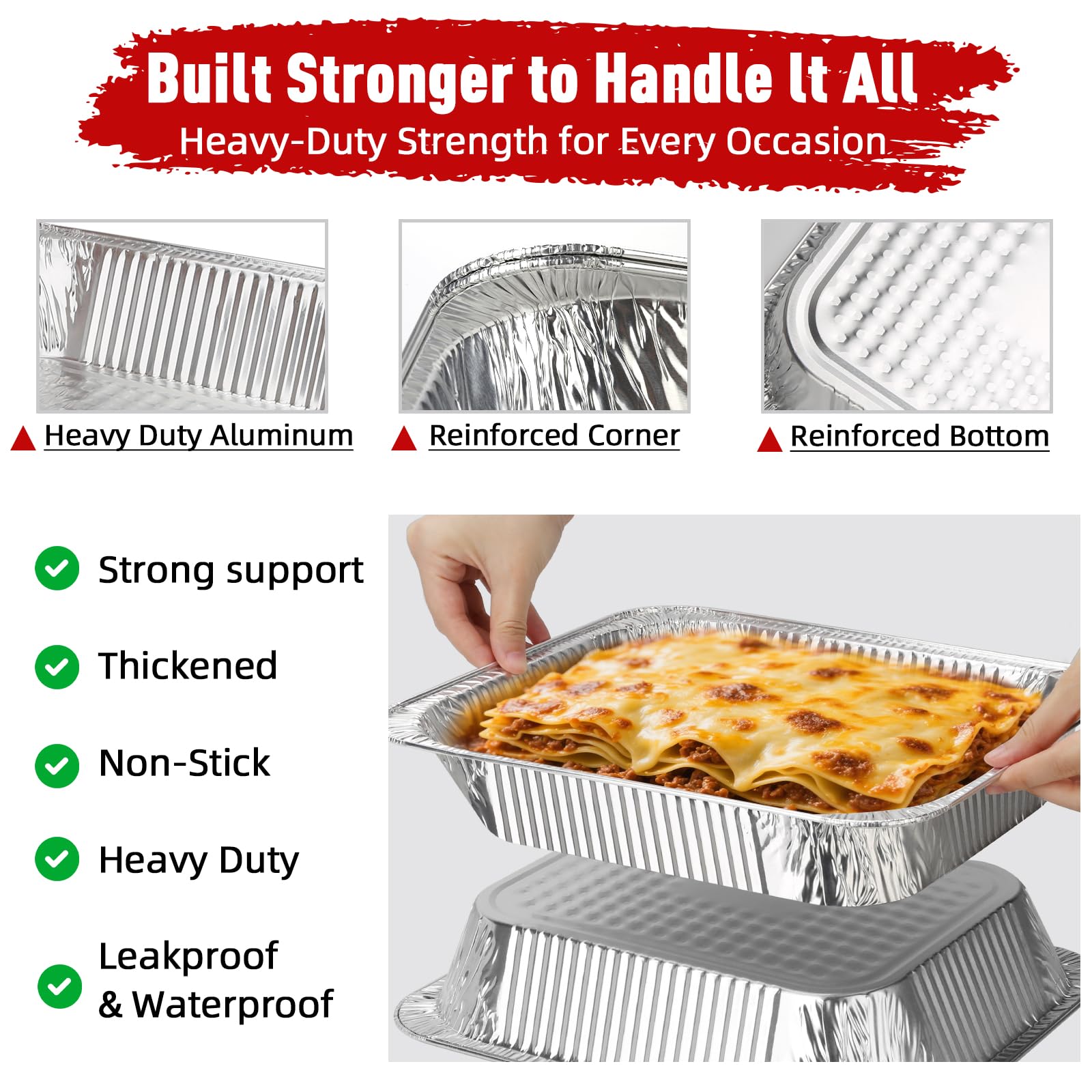 Fcotsm recyclable aluminum pans offer convenient disposal after use.