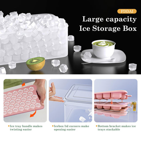 FDDAI ice bin with lid keeps cubes fresh.