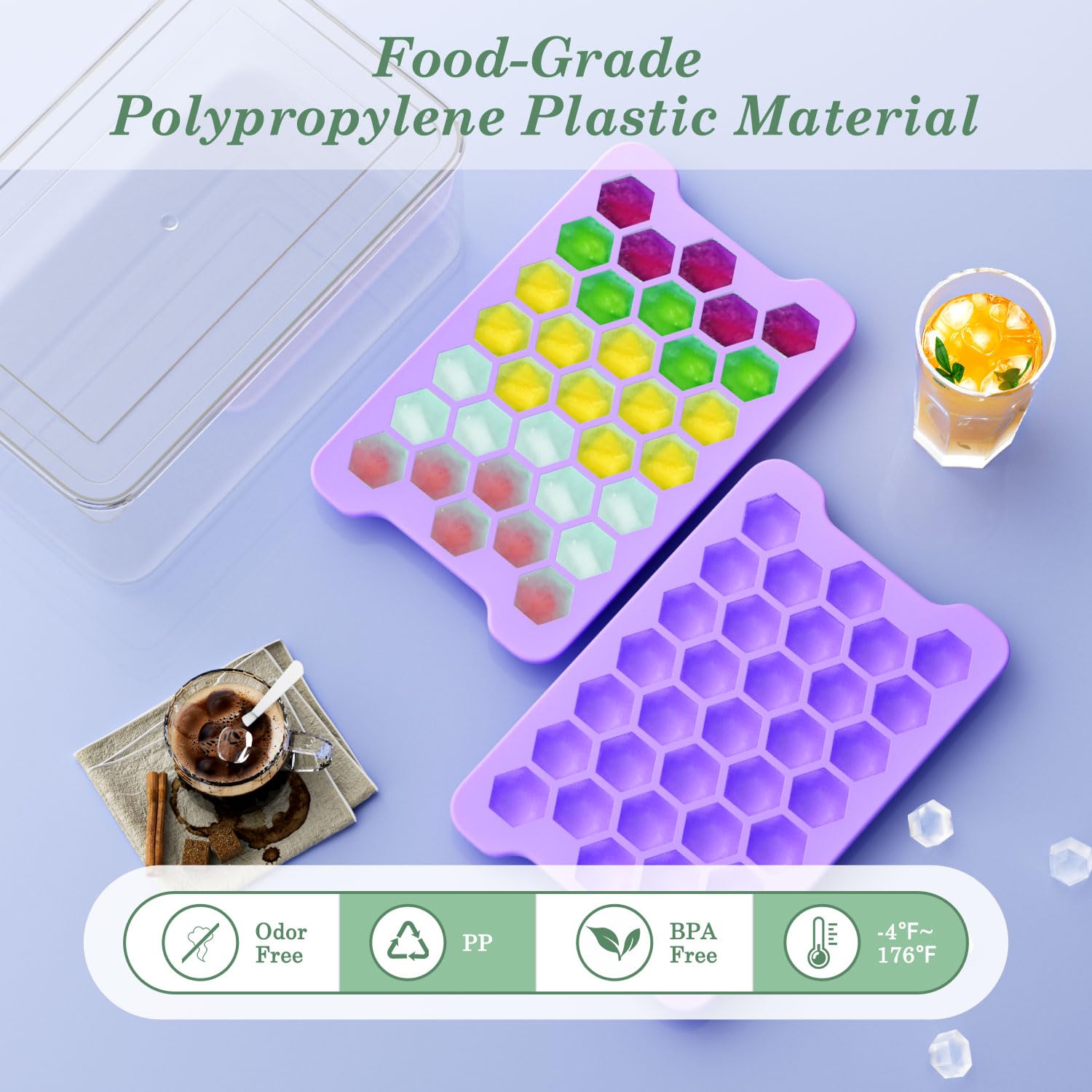 FDDAI ice tray bin with lid keeps cubes fresh and odor-free
