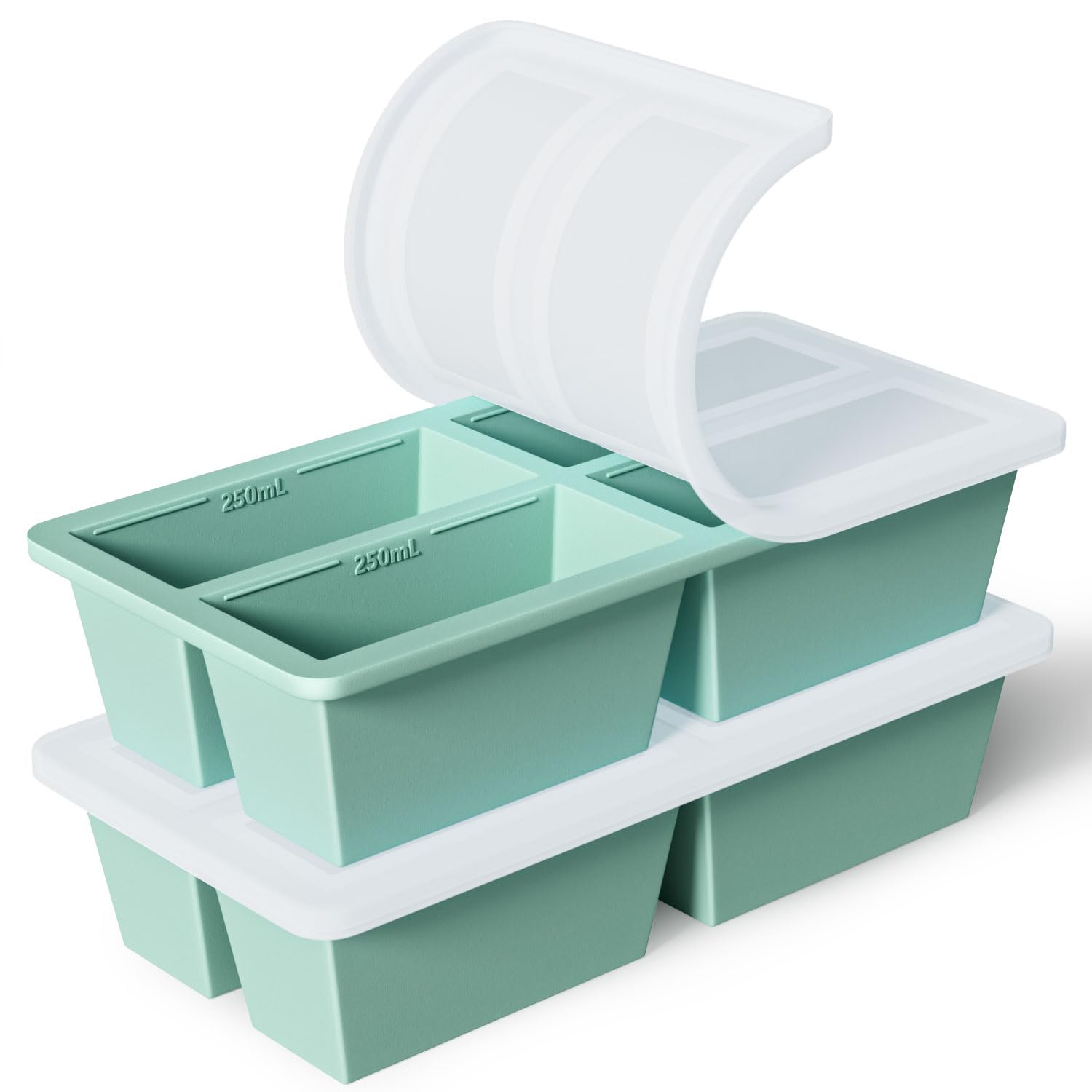 FDDAI silicone freezer tray with four portions for precise 250ml and 125ml servings.