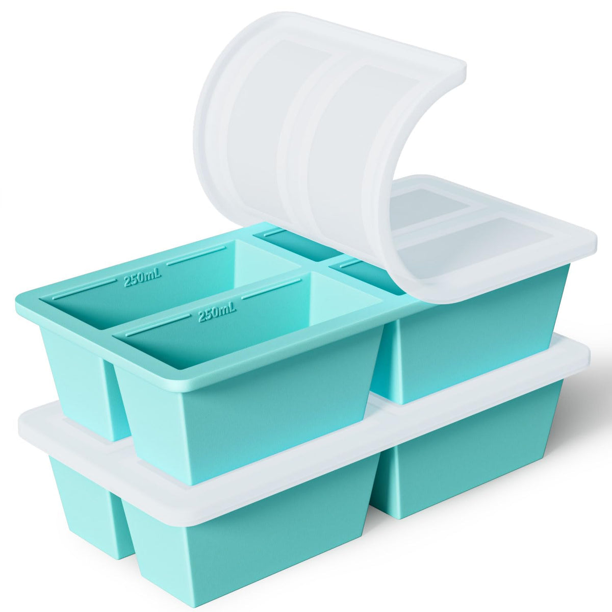 FDDAI silicone freezer tray with four sections, ideal for meal-prep portions.