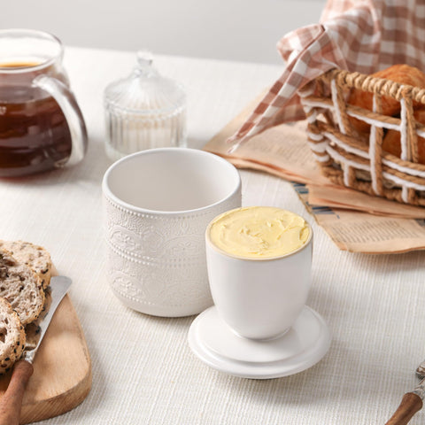 FE FUN ELEMENTS Butter Crock butter inside lid visible for soft texture