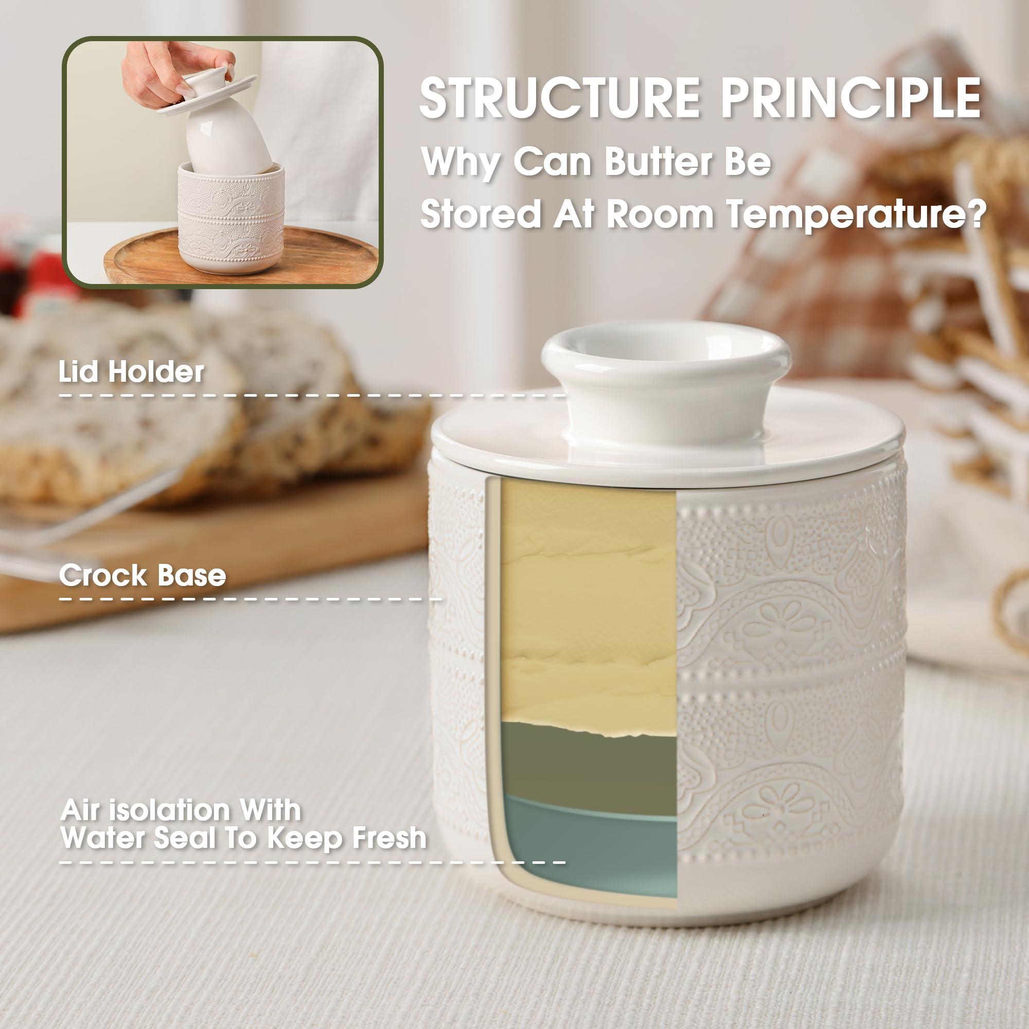 FE FUN ELEMENTS Butter Crock in red on countertop for festive mornings