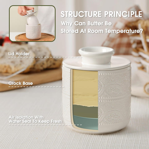 FE FUN ELEMENTS Butter Crock in red on countertop for festive mornings