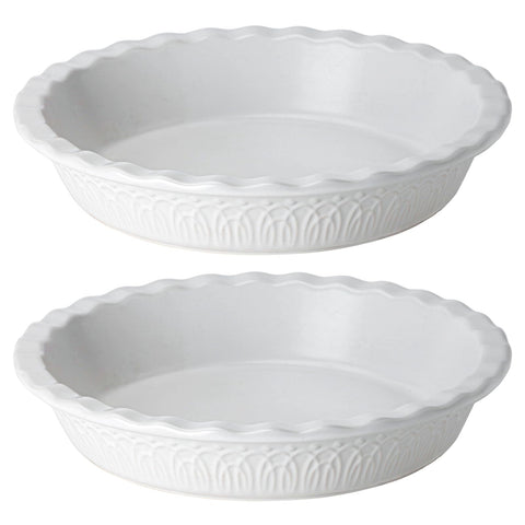 FE FUN ELEMENTS ceramic pie pan 9-inch top view showing even baking potential