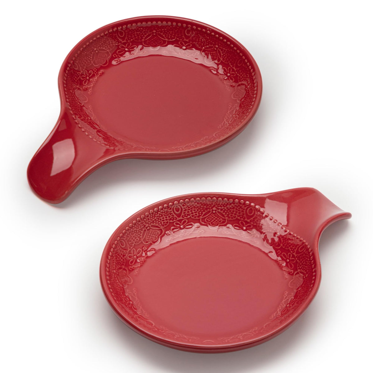 FE FUN ELEMENTS ceramic spoon holder with lace embossing keeps counters tidy