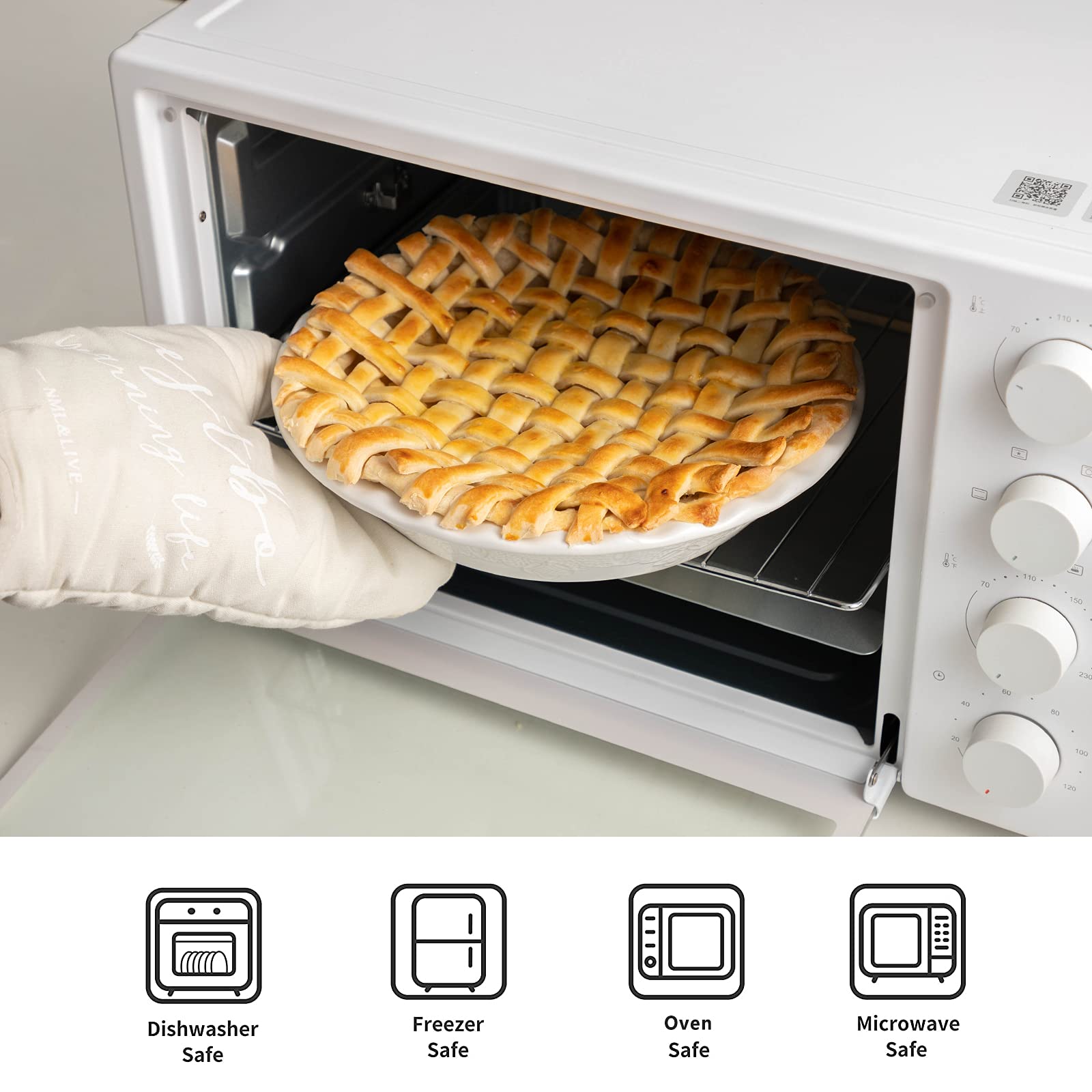 FE Fun Elements deep-dish ceramic pan supports generous fillings and thorough baking