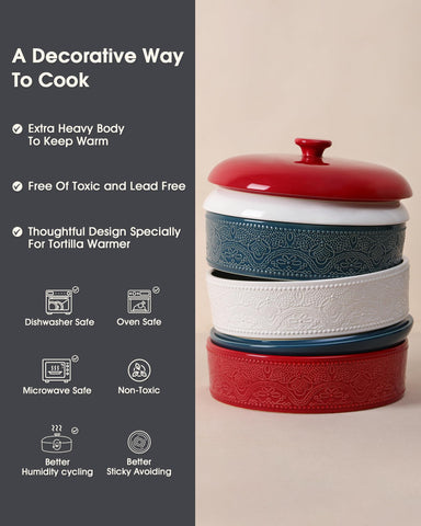 FE Fun Elements gift-ready red tortilla warmer for gatherings and celebrations