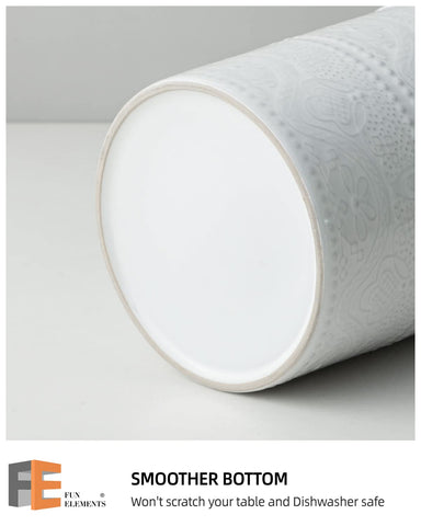 FE FUN ELEMENTS heavy base ceramic holder prevents tipping during cooking tasks.