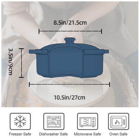 FE FUN ELEMENTS Gift-ready packaging image: lace emboss casserole dish grayish blue