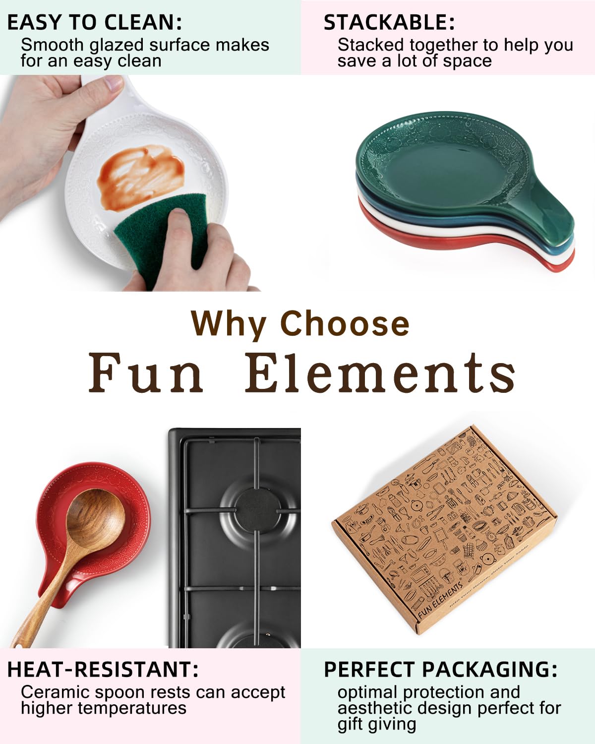 FE FUN ELEMENTS lace-embossed spoon holder adds decorative charm while preventing spills