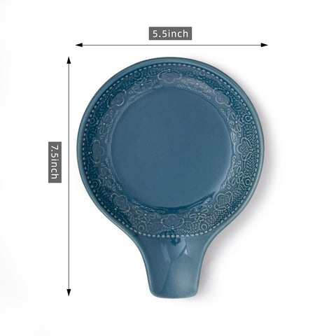 FE FUN ELEMENTS lace-embossed utensil tray on counter offers quick utensil rest during cooking