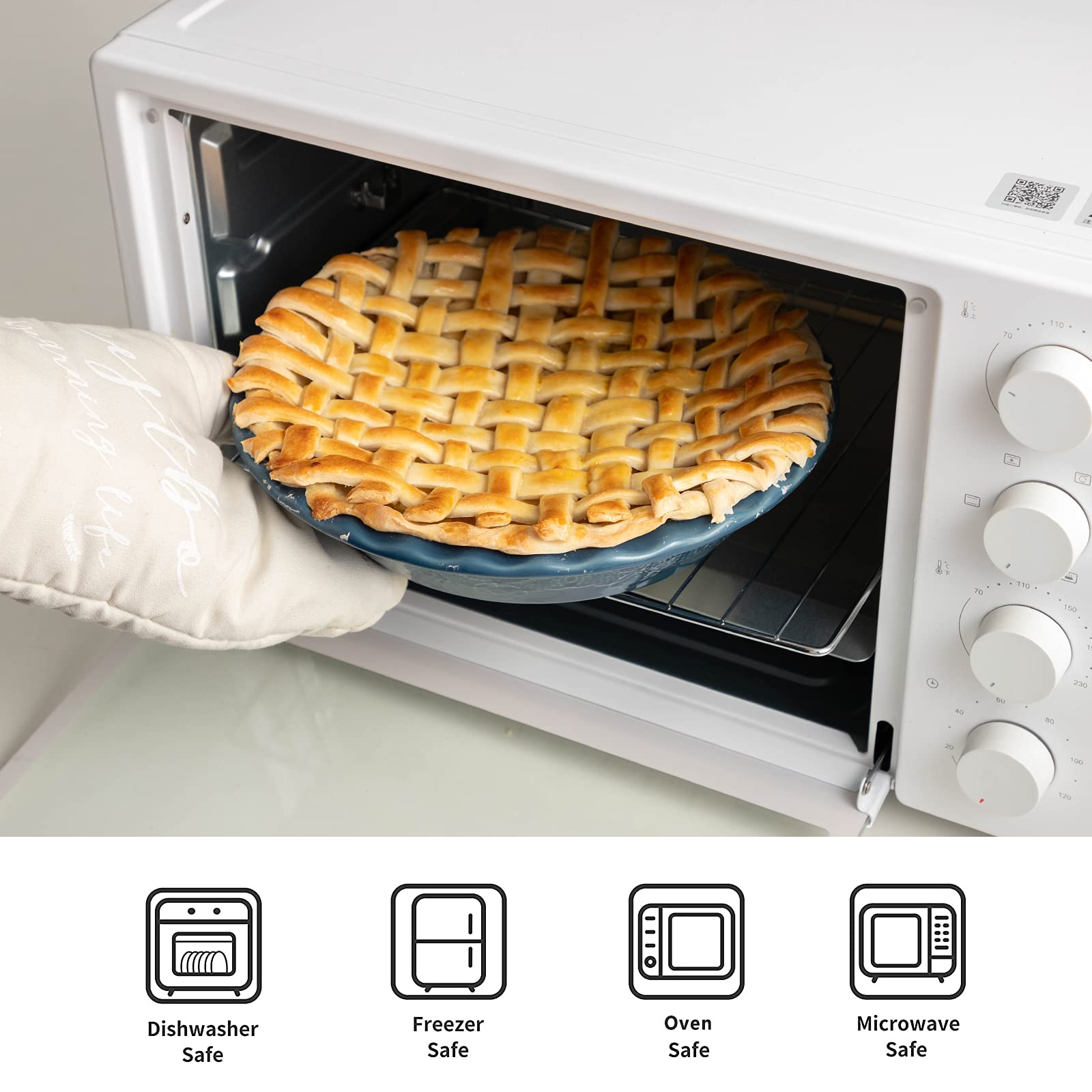 FE Fun Elements dishwasher-safe pie pan simplifies cleanup after family baking sessions.
