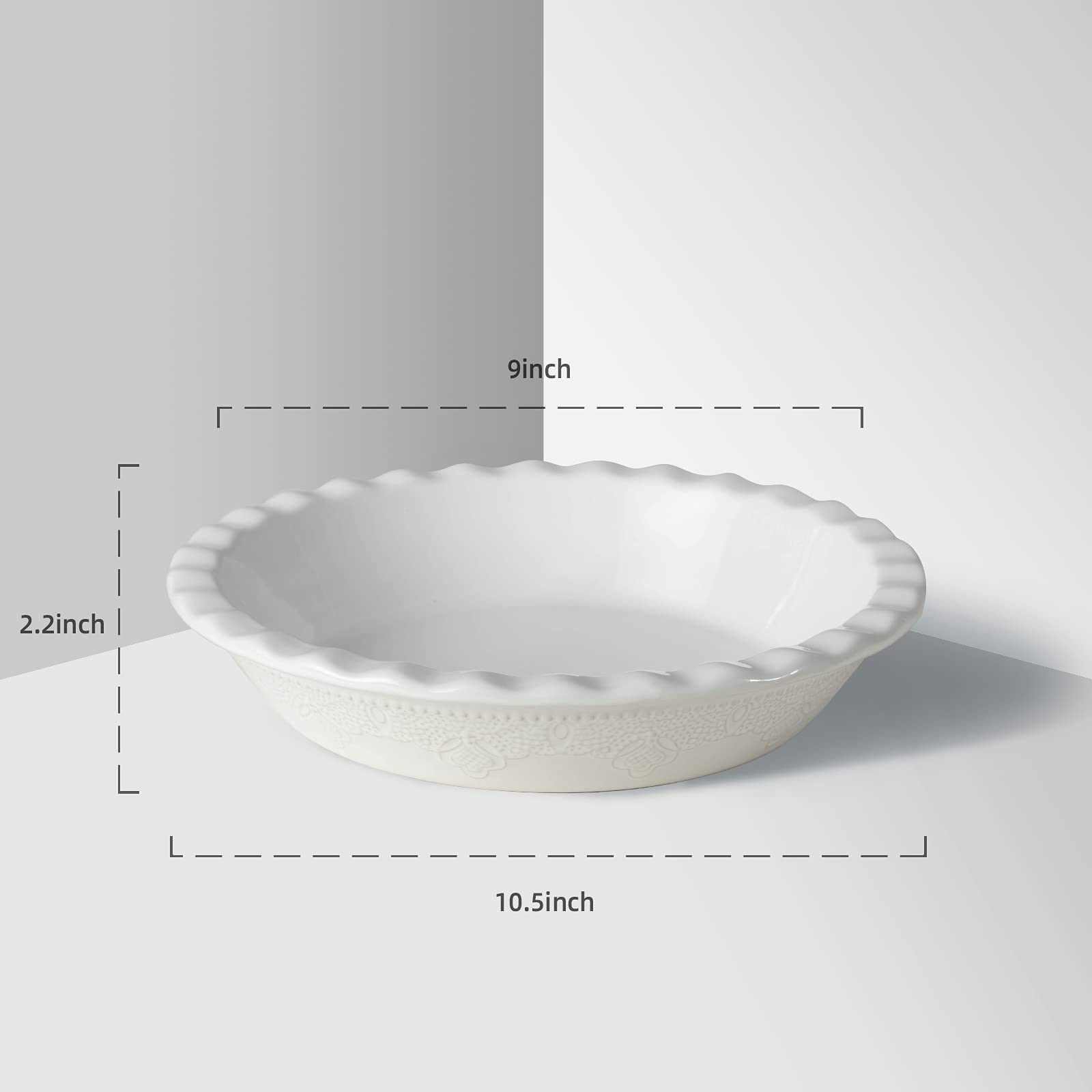 FE Fun Elements lace-emboss pie pan showing vintage texture and steady heat distribution