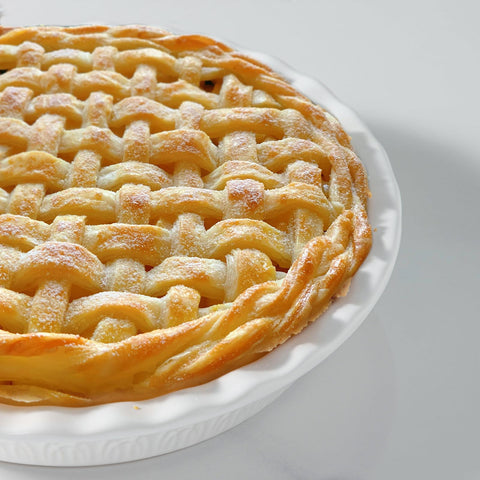 FE FUN ELEMENTS set of 2 white ceramic pie pans for holiday baking