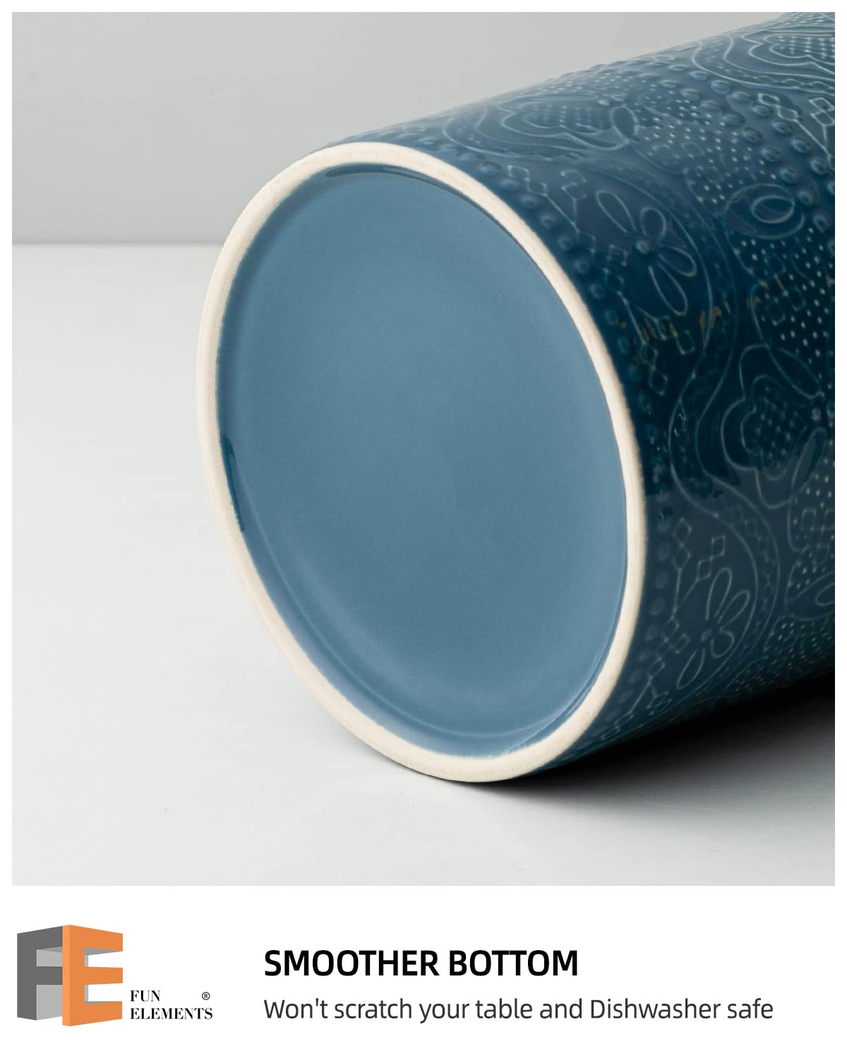 Heavy ceramic base protects countertops and reduces tipping in busy kitchens
