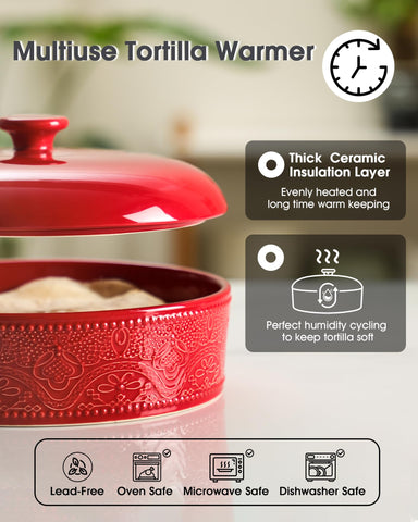 FE Fun Elements versatile ceramic warmer doubles as bread, pancakes, or naan keeper