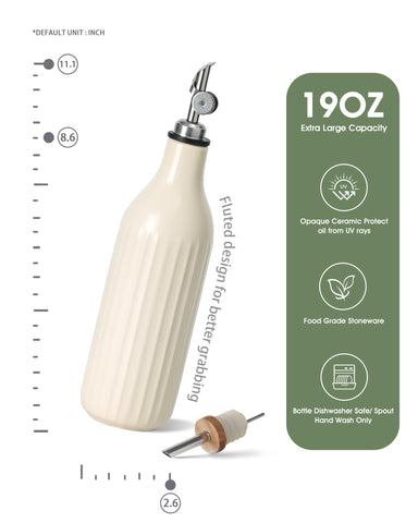 FE FUN ELEMENTS vinegar dispenser bottle in off-white for organized counter space.