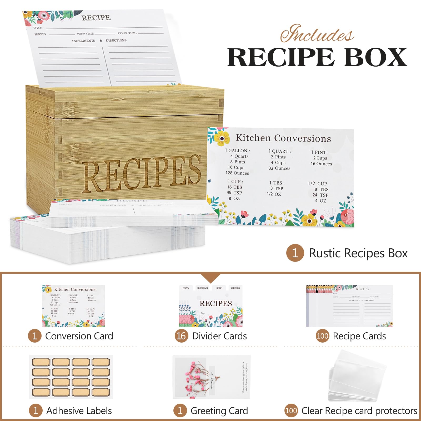 Feasteery 100 recipe cards in 4x6 size ready for quick reference.
