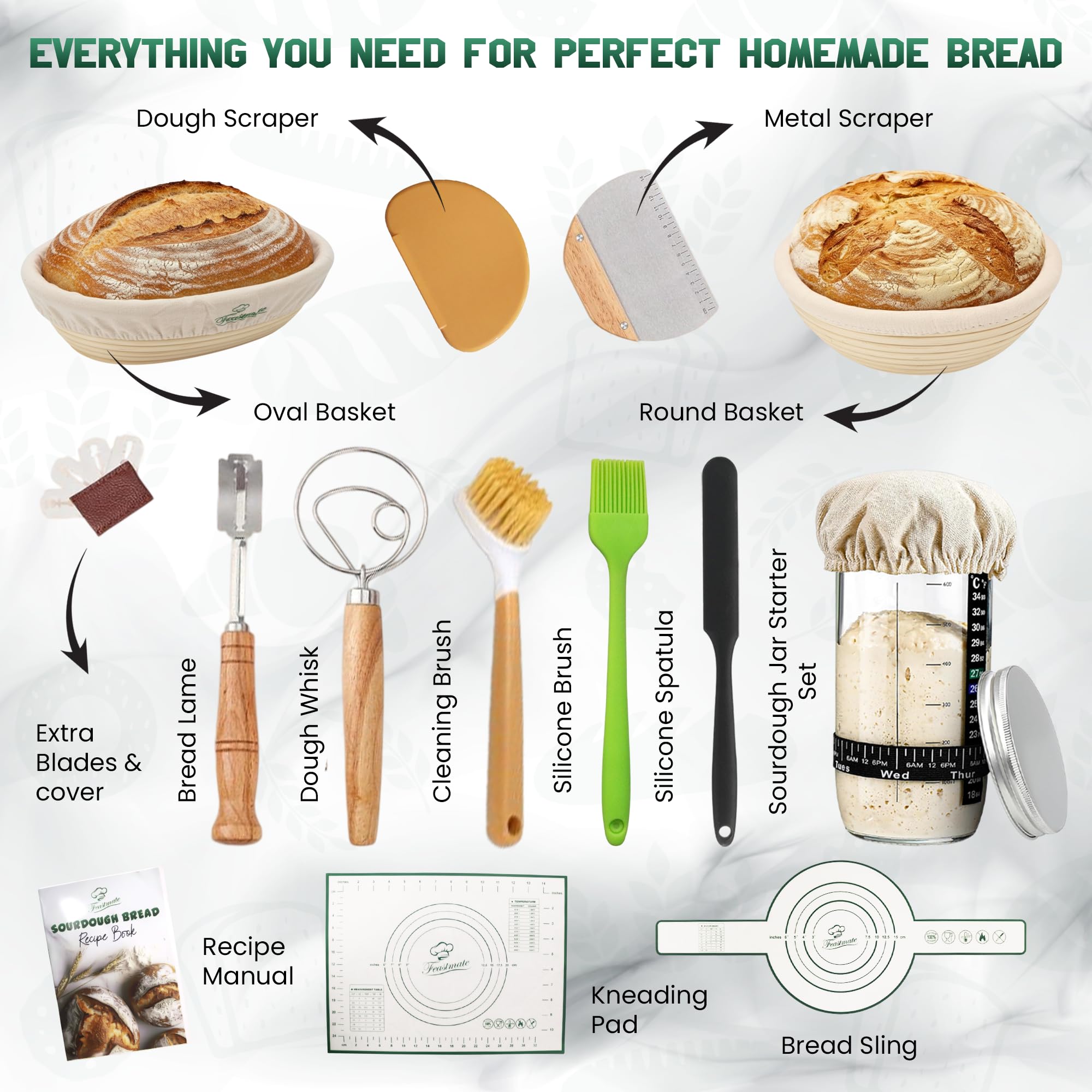 Feastmate handle dish brush for post-bake cleanup