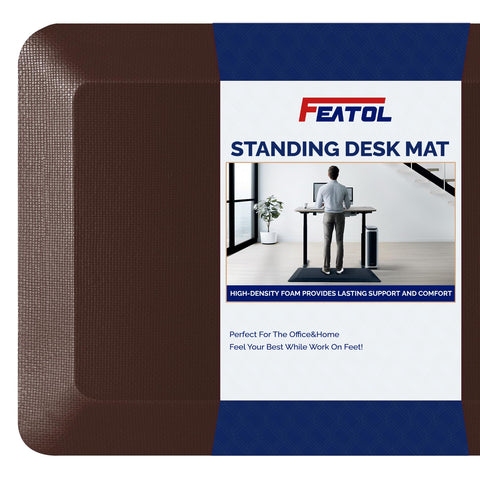FEATOL anti-fatigue mat brown with cushioned support for standing desks