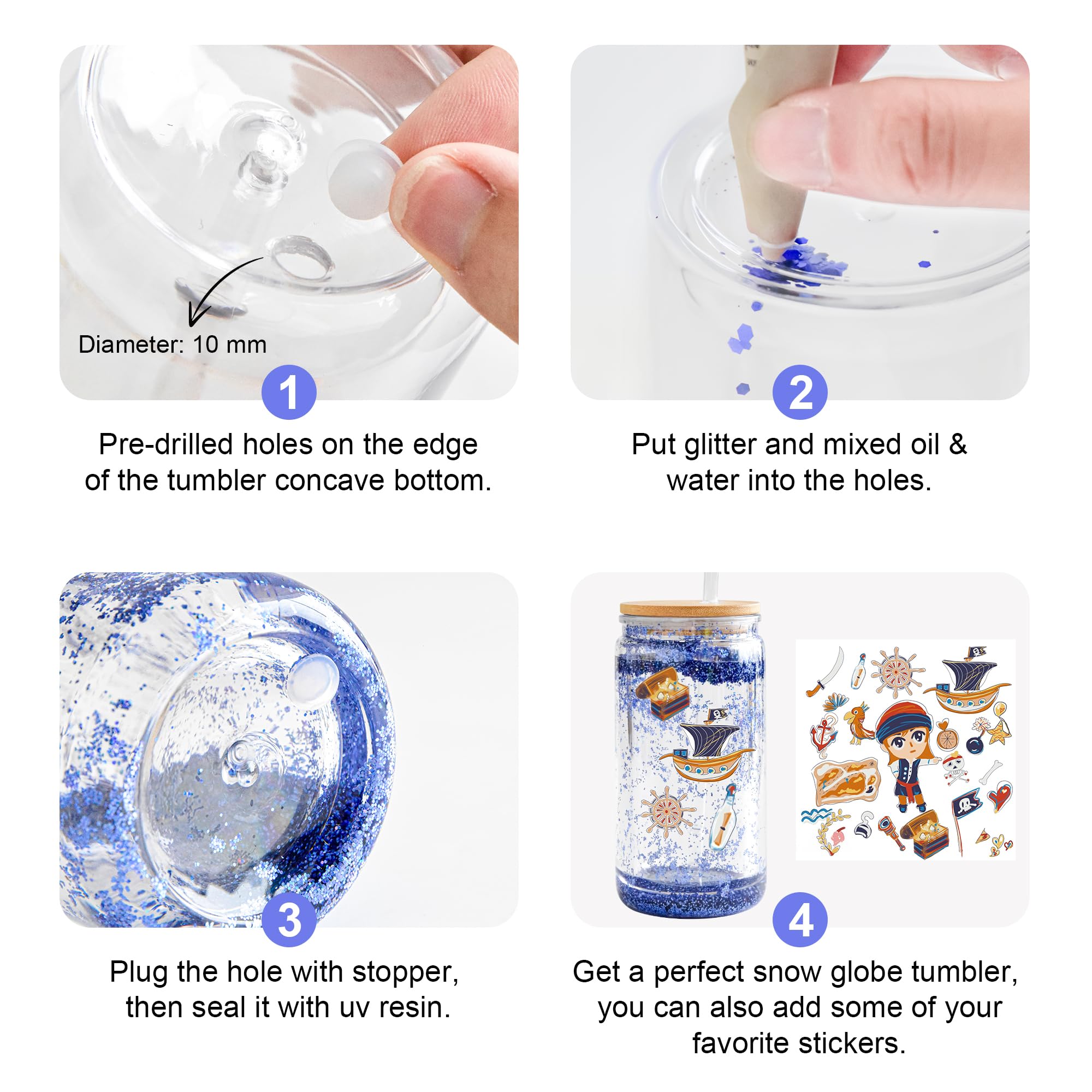 FECBK snowglobe tumbler with bamboo lid enhances grip and splash protection.