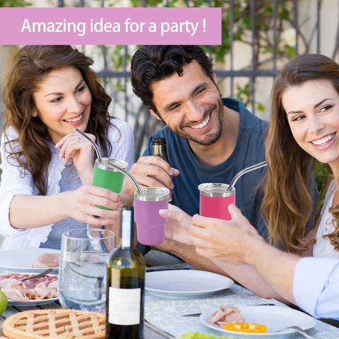 FECBK stainless steel mini tumblers with colorful matte finish for festive drinks.