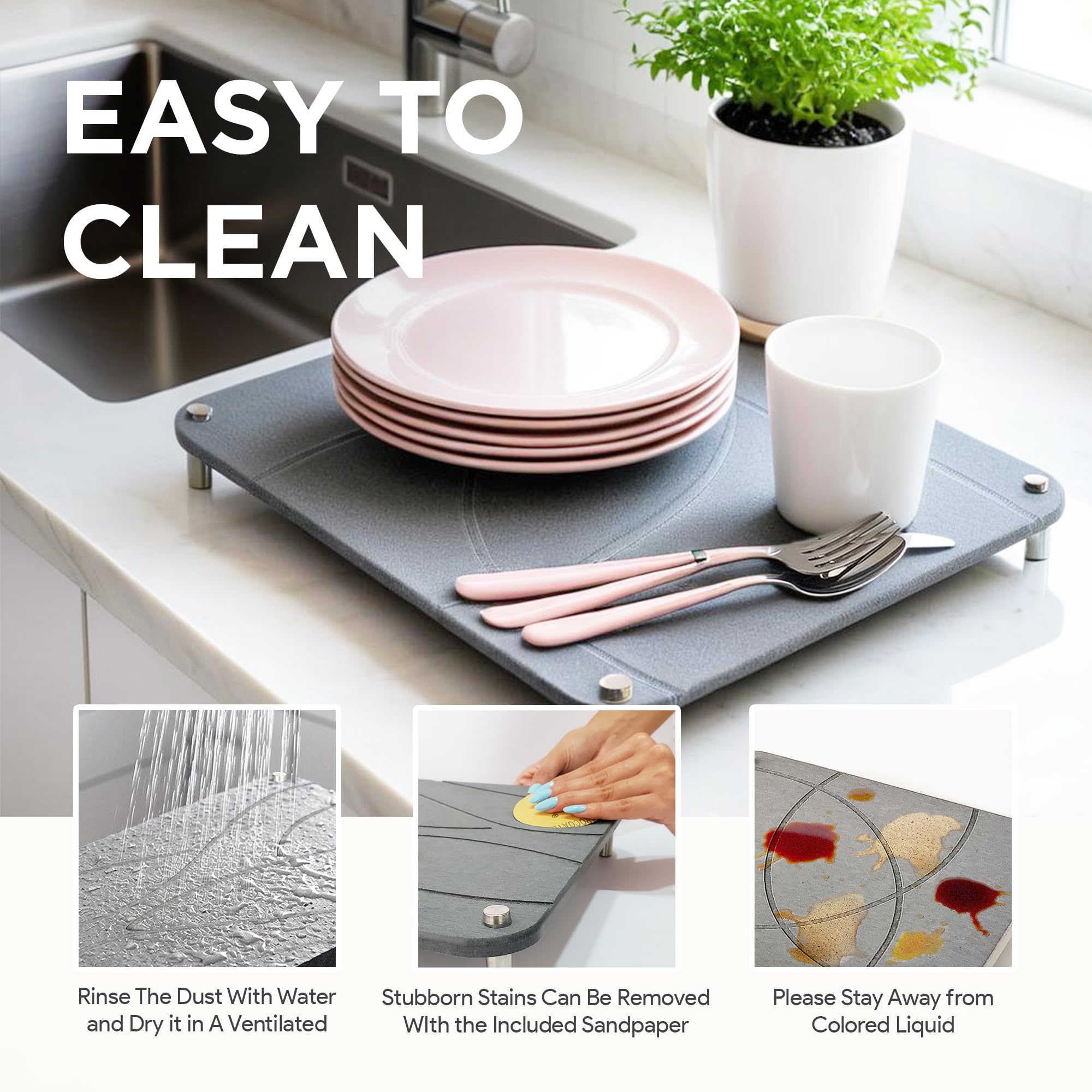 FEDBB dark gray finish provides a neat, understated look on counters