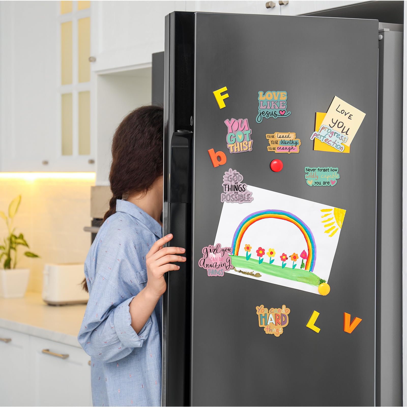 Feekoon multi-size magnets designed to stand out on magnetic surfaces.
