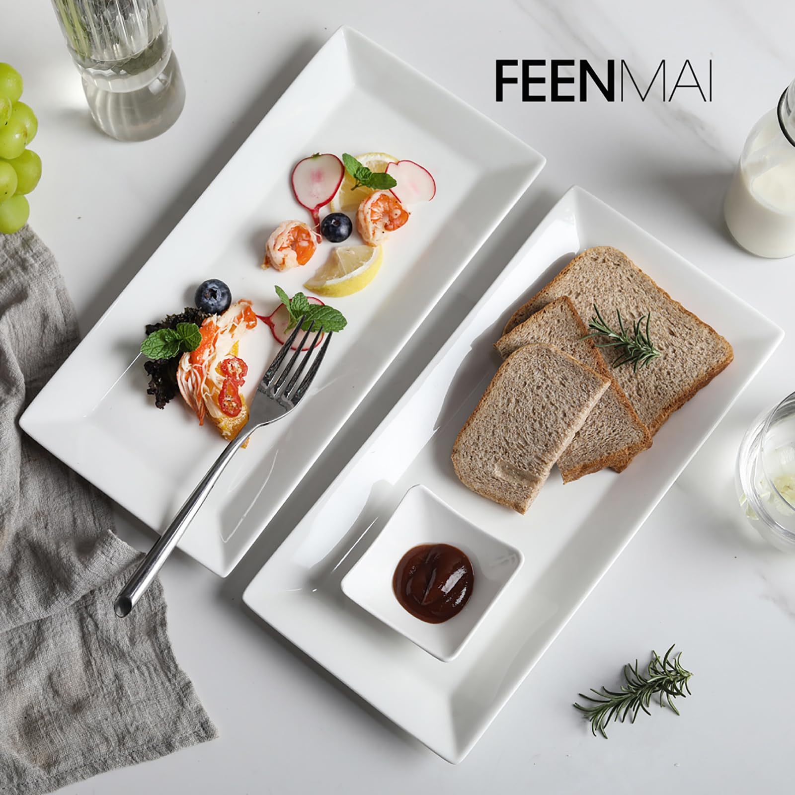 Feenmai classic white dinner plates suit traditional and modern decor
