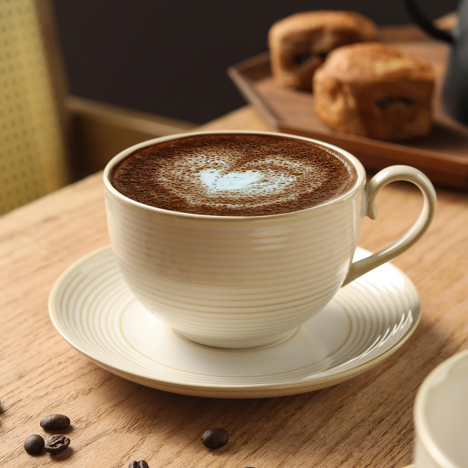 Feenmai non slip saucers with cups stabilizing beverages
