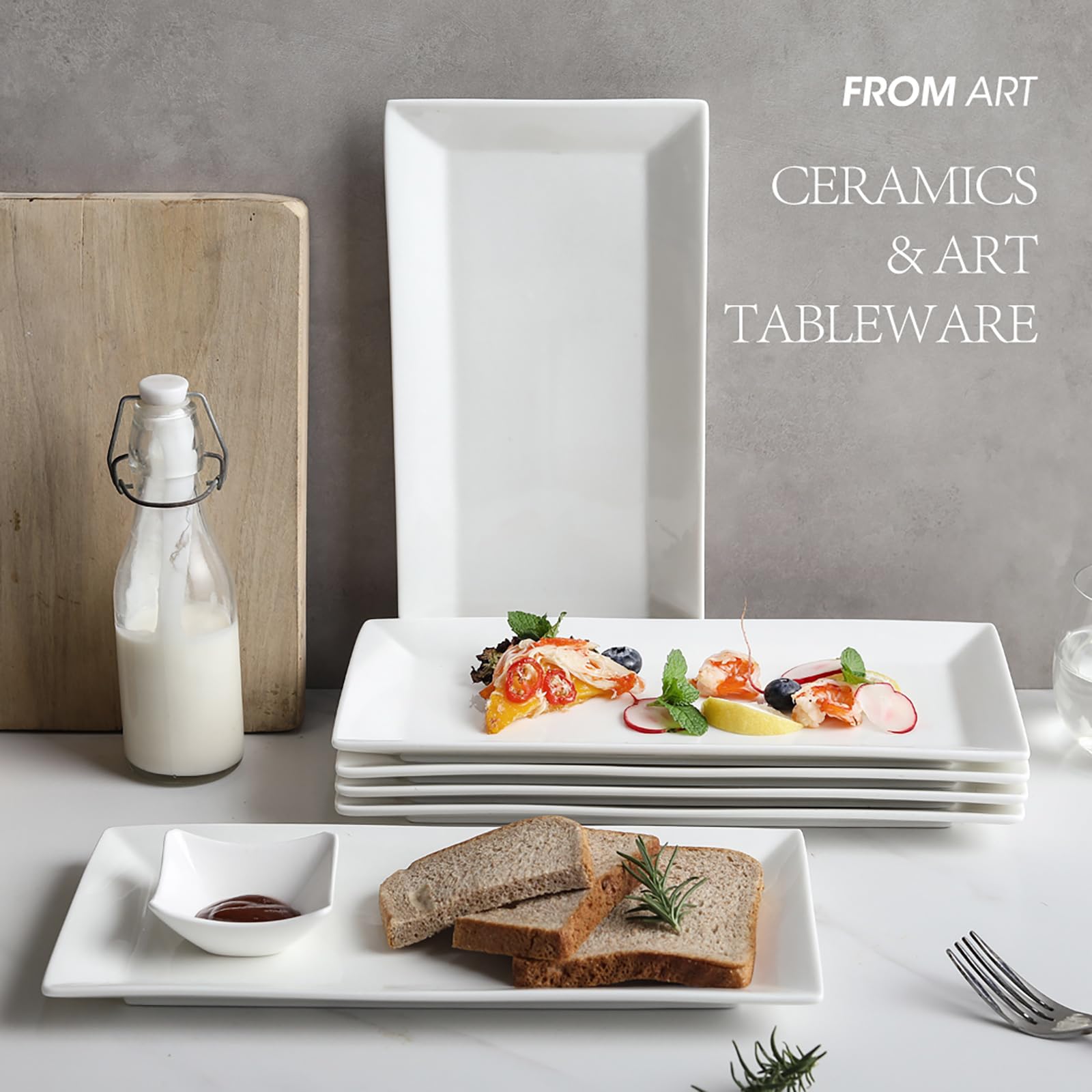 Feenmai porcelain appetizer platters in white for elegant party setups