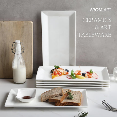 Feenmai porcelain appetizer platters in white for elegant party setups