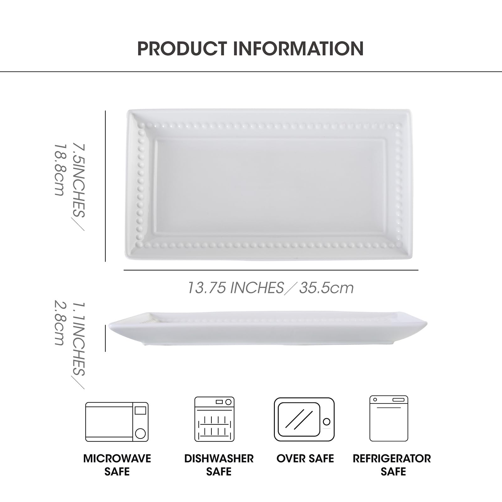 Feenmai porcelain serving tray is dishwasher-safe for easy cleanup after gatherings.