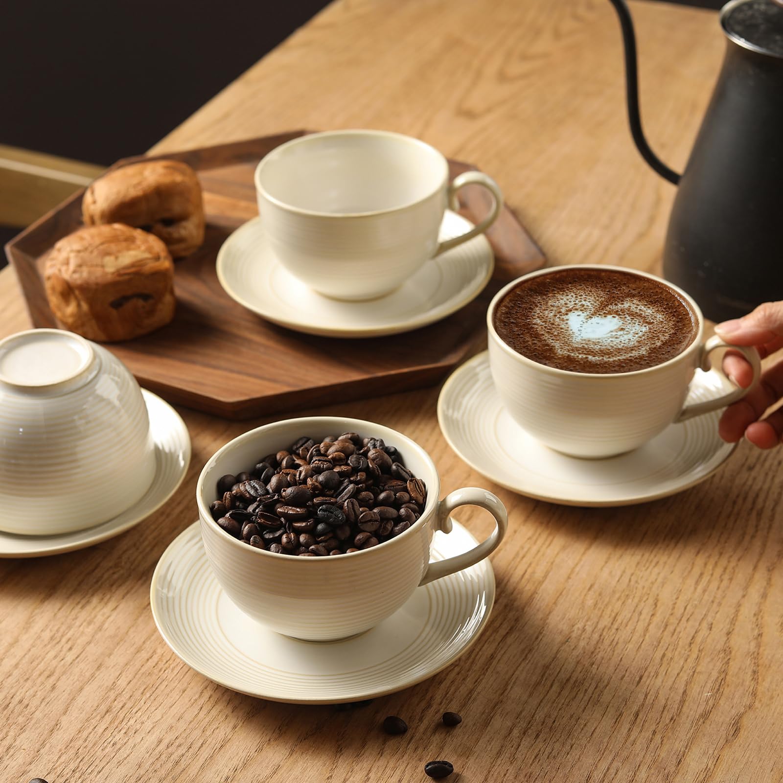 Feenmai tea mugs and saucers versatile for tea or coffee