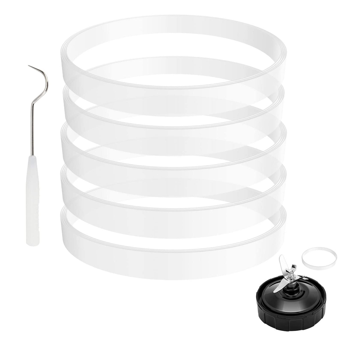 Feilifan Nutri Ninja gasket 5-pack top view for leak-free blending