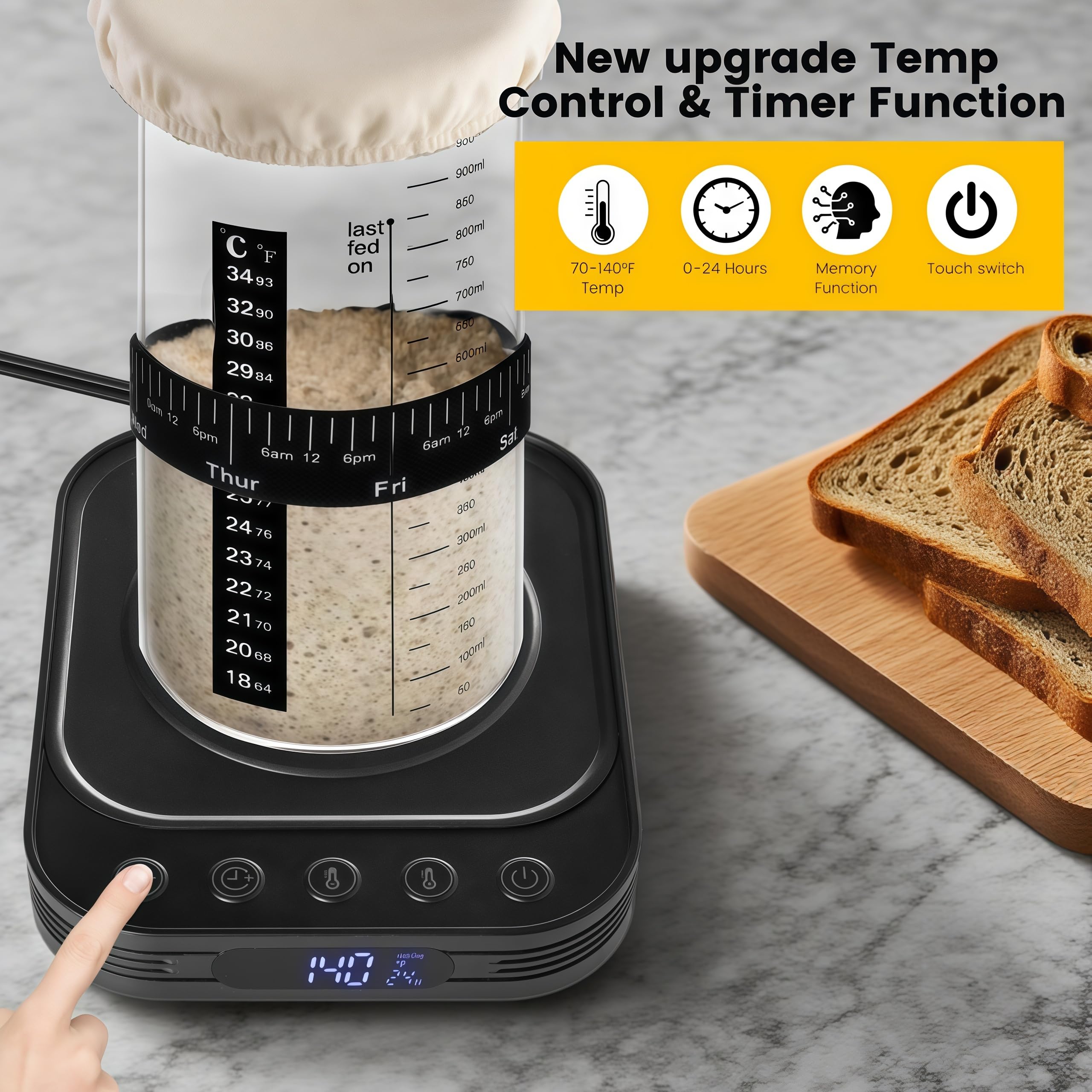 FEIOOD sourdough warmer thermostat control range for fermentation